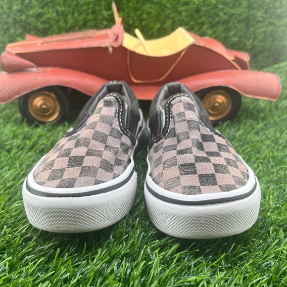 Vans Checkerboard Slip-On Kids Sneakers Black Brown Classic Cool Style 10.5 - Picture 3 of 10